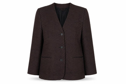 style file Womens Red Houndstooth  Jacket Blazer Size 14