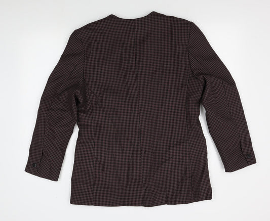 style file Womens Red Houndstooth  Jacket Blazer Size 14