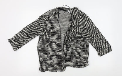 H&M Womens White Striped  Cardigan Jumper Size M