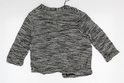 H&M Womens White Striped  Cardigan Jumper Size M
