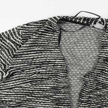 H&M Womens White Striped  Cardigan Jumper Size M