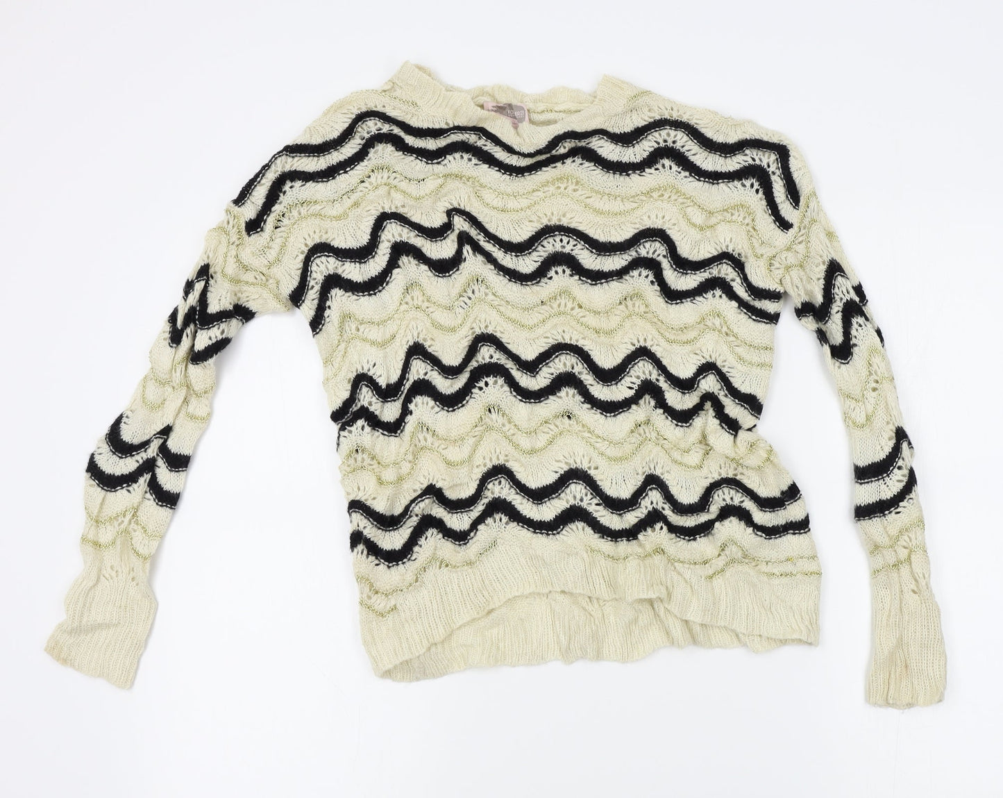 FOREVER 21 Womens Ivory Striped  Pullover Jumper Size XS