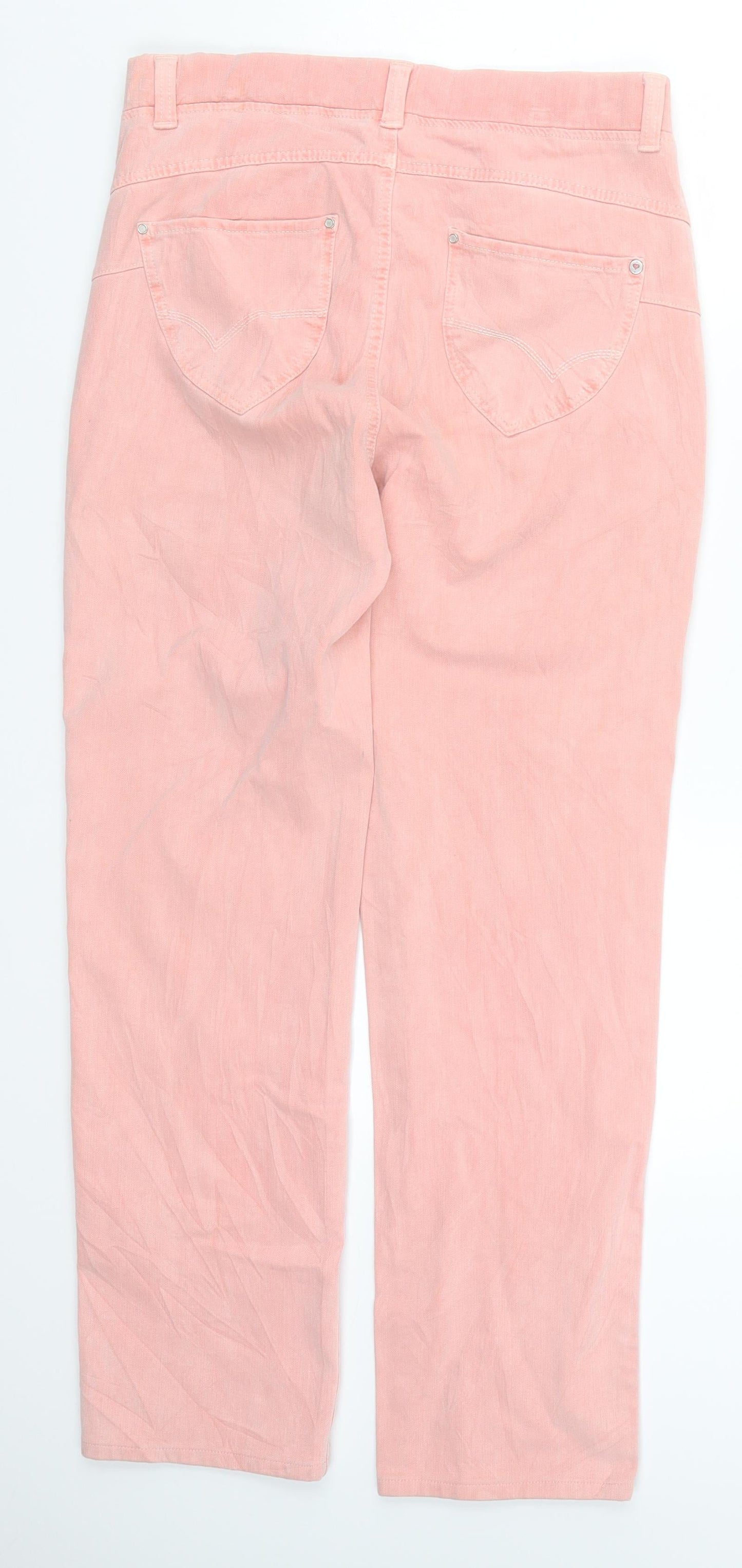 Womens UK Size 10 Preworn Regular Fit Straight Pink Jeans