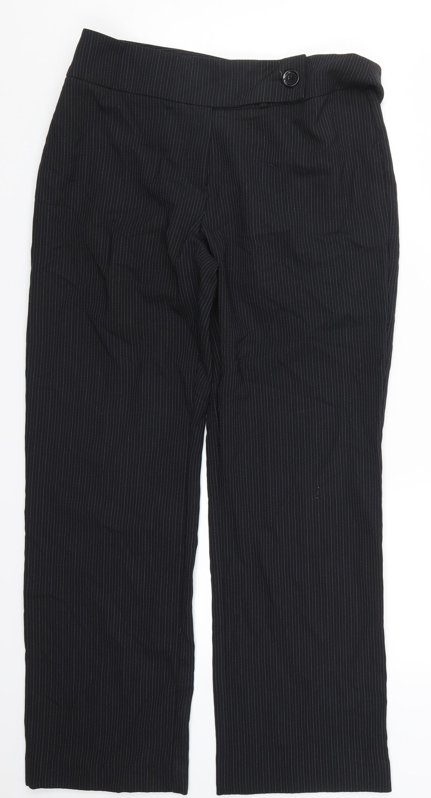 George Womens Black Striped  Trousers  Size 12 L28 in