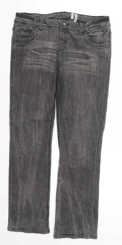 Womens UK Size 12 YESYES Regular Fit Straight Grey Jeans