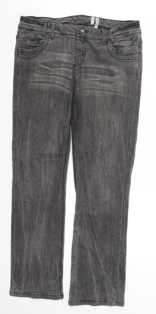 Womens UK Size 12 YESYES Regular Fit Straight Grey Jeans