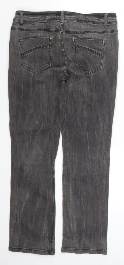 Womens UK Size 12 YESYES Regular Fit Straight Grey Jeans