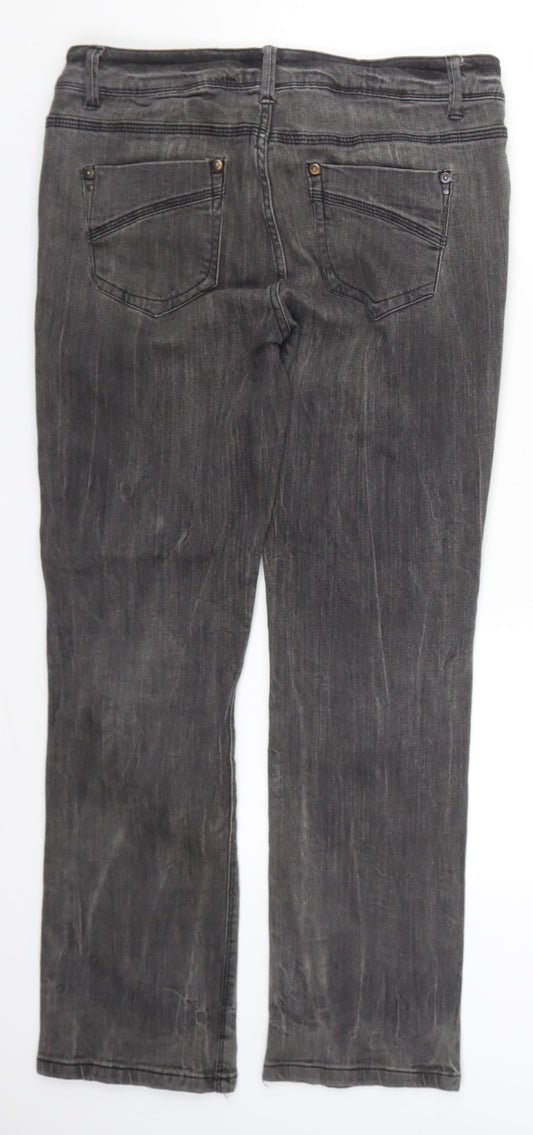 Womens UK Size 12 YESYES Regular Fit Straight Grey Jeans