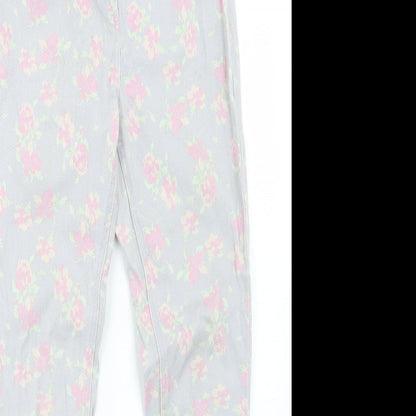 George Womens Grey Floral Denim Straight Jeans Size 10 L26.5 in