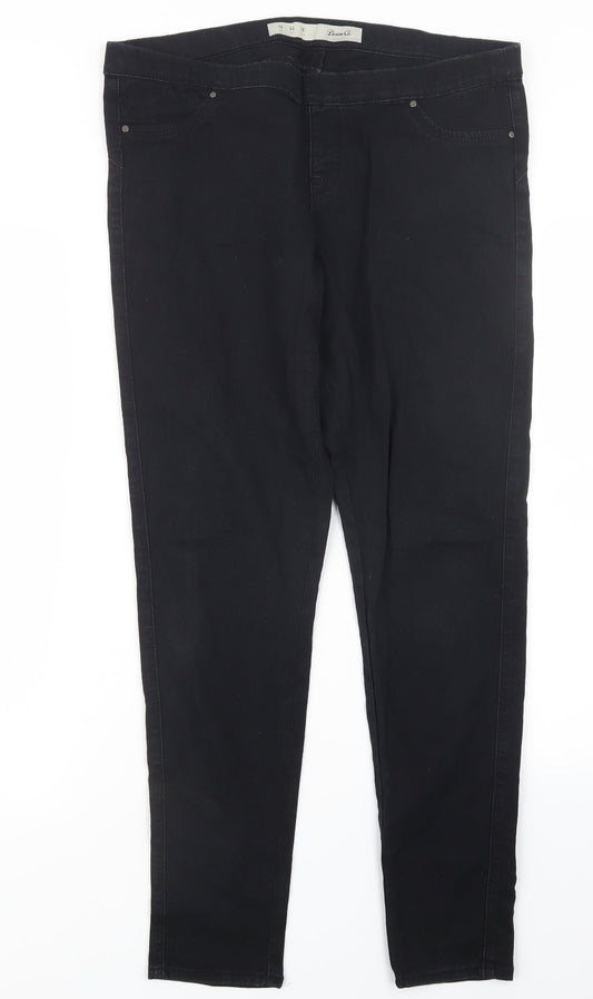 Denim Co. Womens Black  Denim Straight Jeans Size 14 L29.5 in