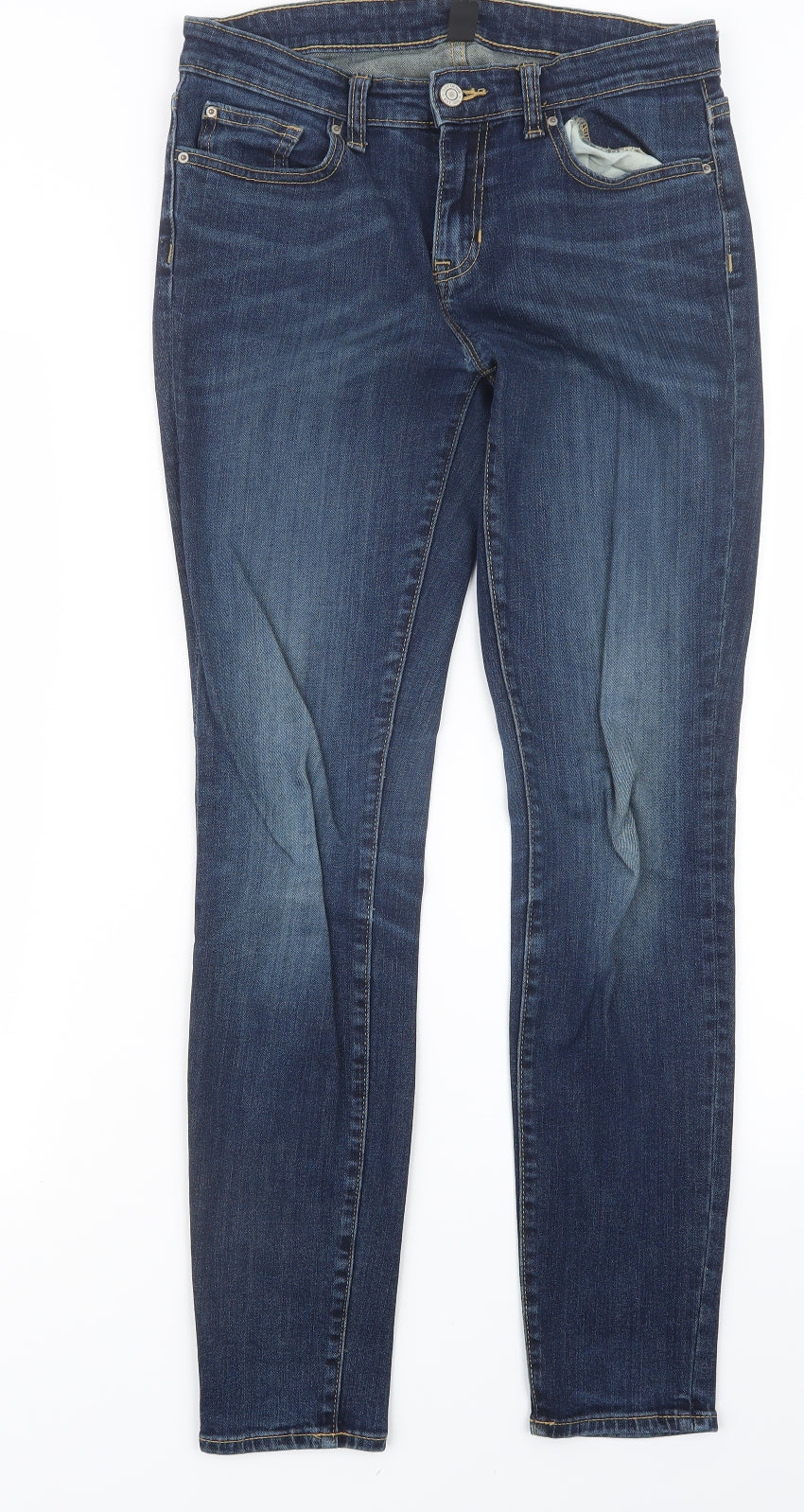 Womens UK Size 8 Preworn Regular Fit Straight Blue Jeans