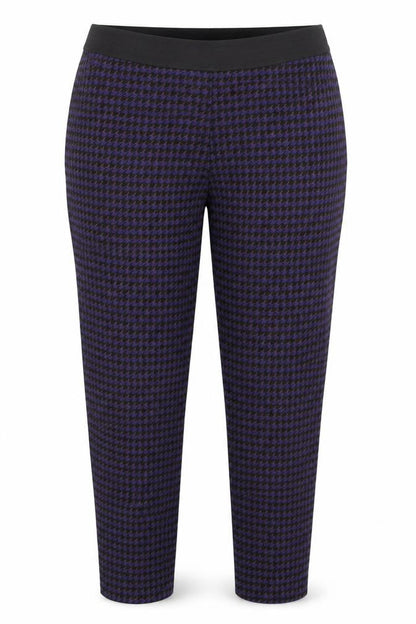 Marks & Spencer Womens Blue Houndstooth  Trousers  Size 16 L25.5 in