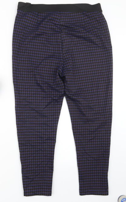 Marks and Spencer Womens Blue Houndstooth  Trousers  Size 16 L25.5 in