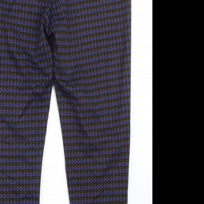 Marks and Spencer Womens Blue Houndstooth  Trousers  Size 16 L25.5 in