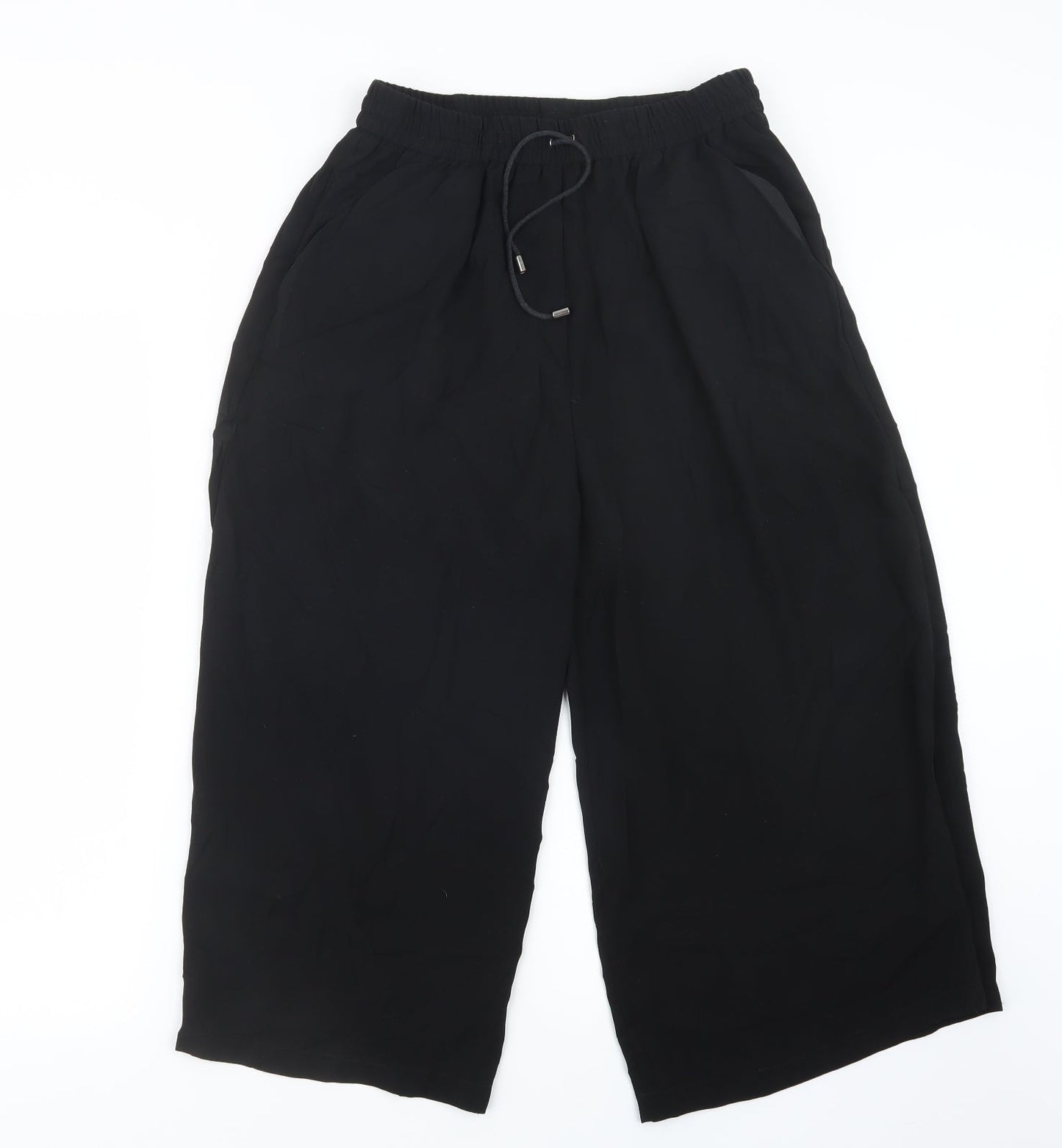Womens UK Size M Light Before Dark Regular Fit Cropped Black Trousers