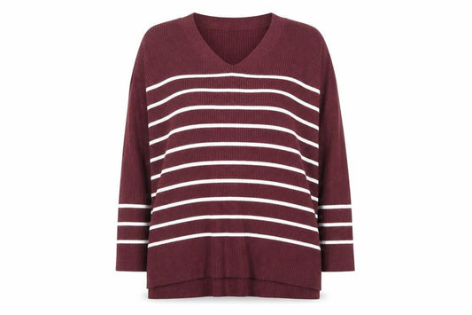 Marks & Spencer Collection Womens Purple Striped Knit Pullover Jumper Size 16