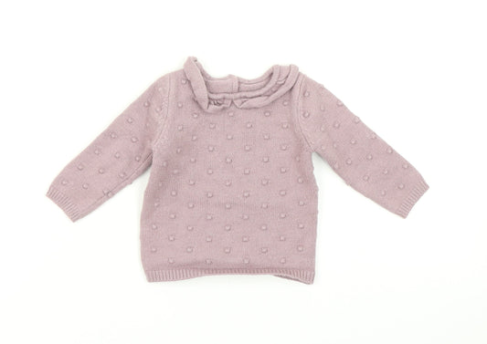 George Girls Pink Polka Dot Knit Pullover Jumper Size 3-6 Months