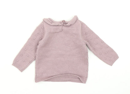 George Girls Pink Polka Dot Knit Pullover Jumper Size 3-6 Months
