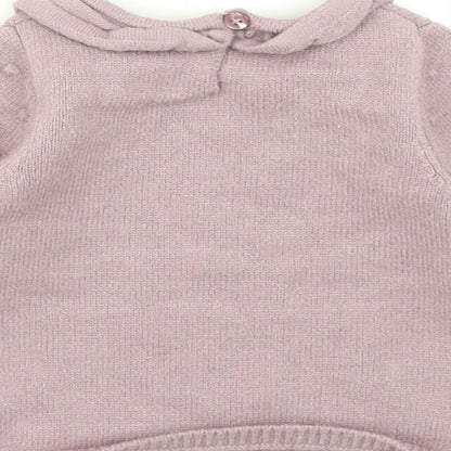 George Girls Pink Polka Dot Knit Pullover Jumper Size 3-6 Months