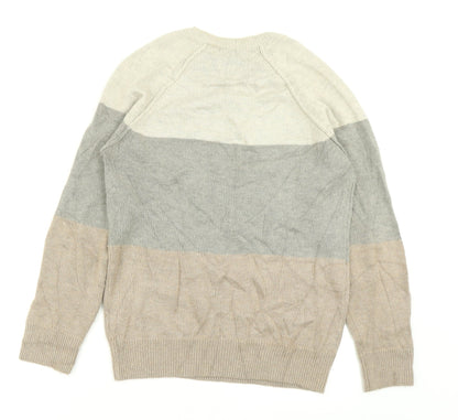 M&S  Mens Brown Striped Knit Pullover Jumper Size S