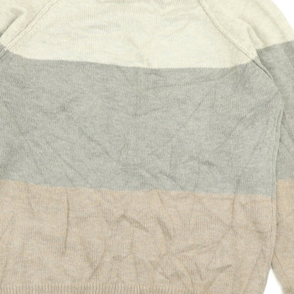 M&S  Mens Brown Striped Knit Pullover Jumper Size S