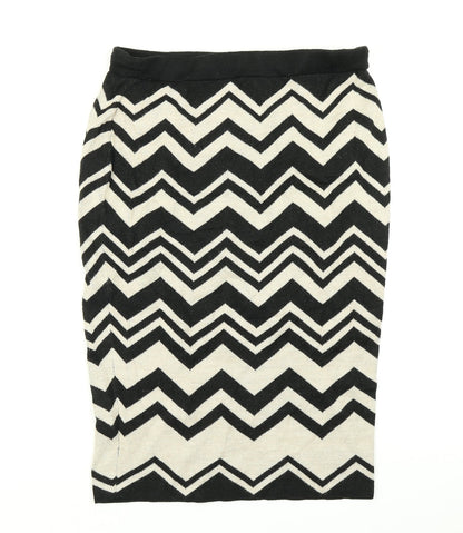 M&S Womens Black Striped Knit Straight & Pencil Skirt Size 30 in
