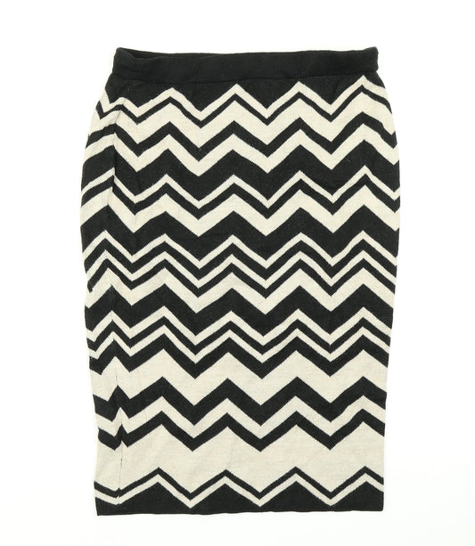 M&S Womens Black Striped Knit Straight & Pencil Skirt Size 30 in
