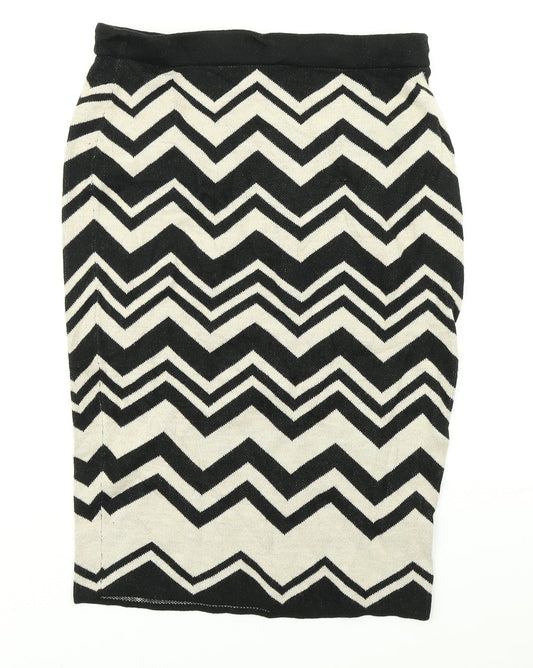 M&S Womens Black Striped Knit Straight & Pencil Skirt Size 30 in
