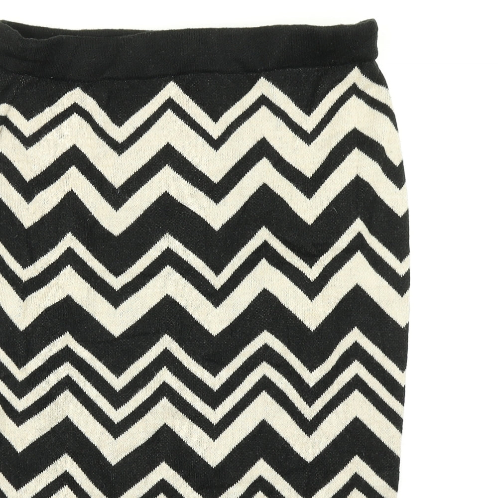 M&S Womens Black Striped Knit Straight & Pencil Skirt Size 30 in