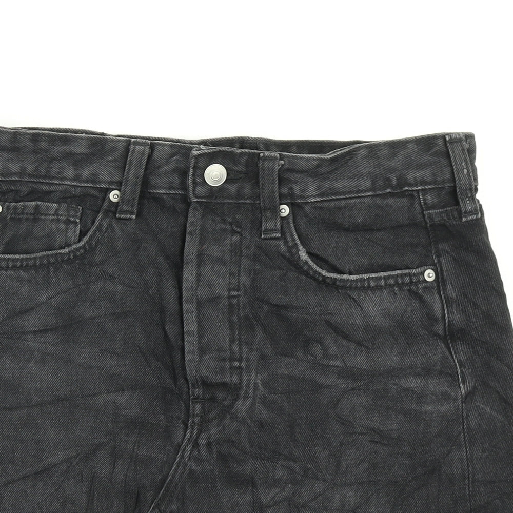 H&M Womens Black  Denim A-Line Skirt Size 8