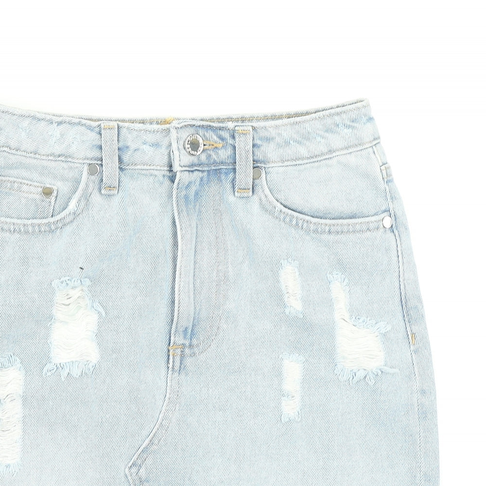 H&M Womens Blue  Denim Straight & Pencil Skirt Size 6  - Distressed