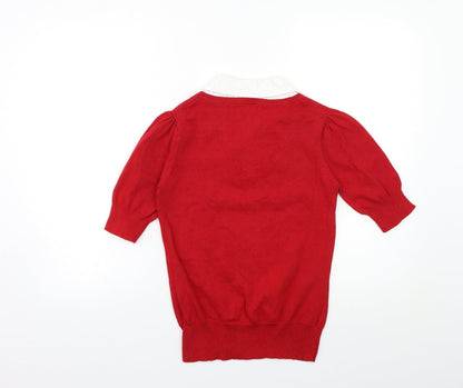 TU Womens Red  Knit Pullover Jumper Size 10