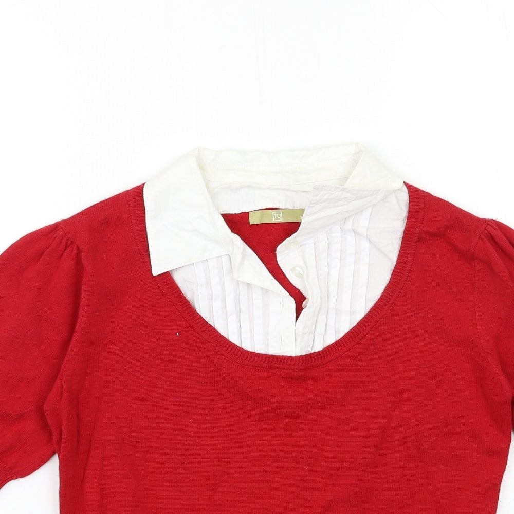 TU Womens Red  Knit Pullover Jumper Size 10