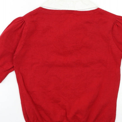 TU Womens Red  Knit Pullover Jumper Size 10