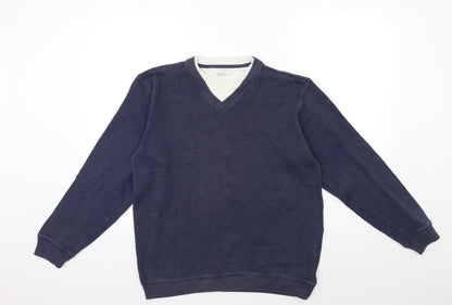 Easy Mens Blue  Knit Pullover Jumper Size S
