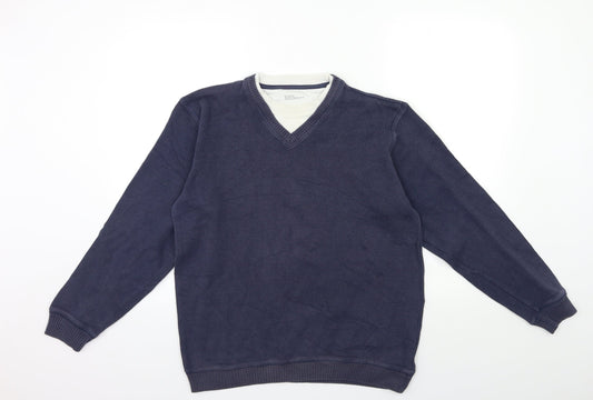 Easy Mens Blue  Knit Pullover Jumper Size S