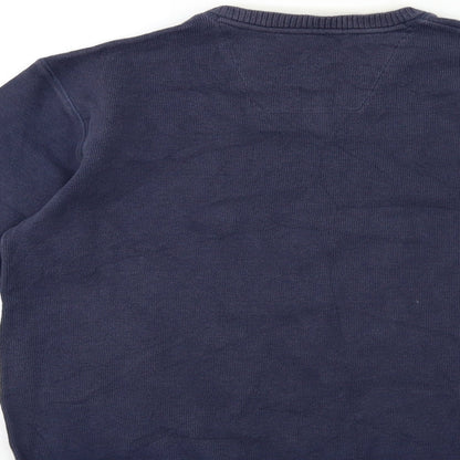 Easy Mens Blue  Knit Pullover Jumper Size S