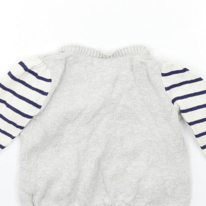 Old Navy Baby Silver Striped Knit Cardigan Jumper Size 24 Months