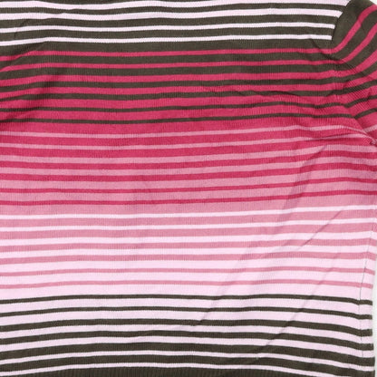 TU Womens Pink Striped Knit Pullover Jumper Size 10
