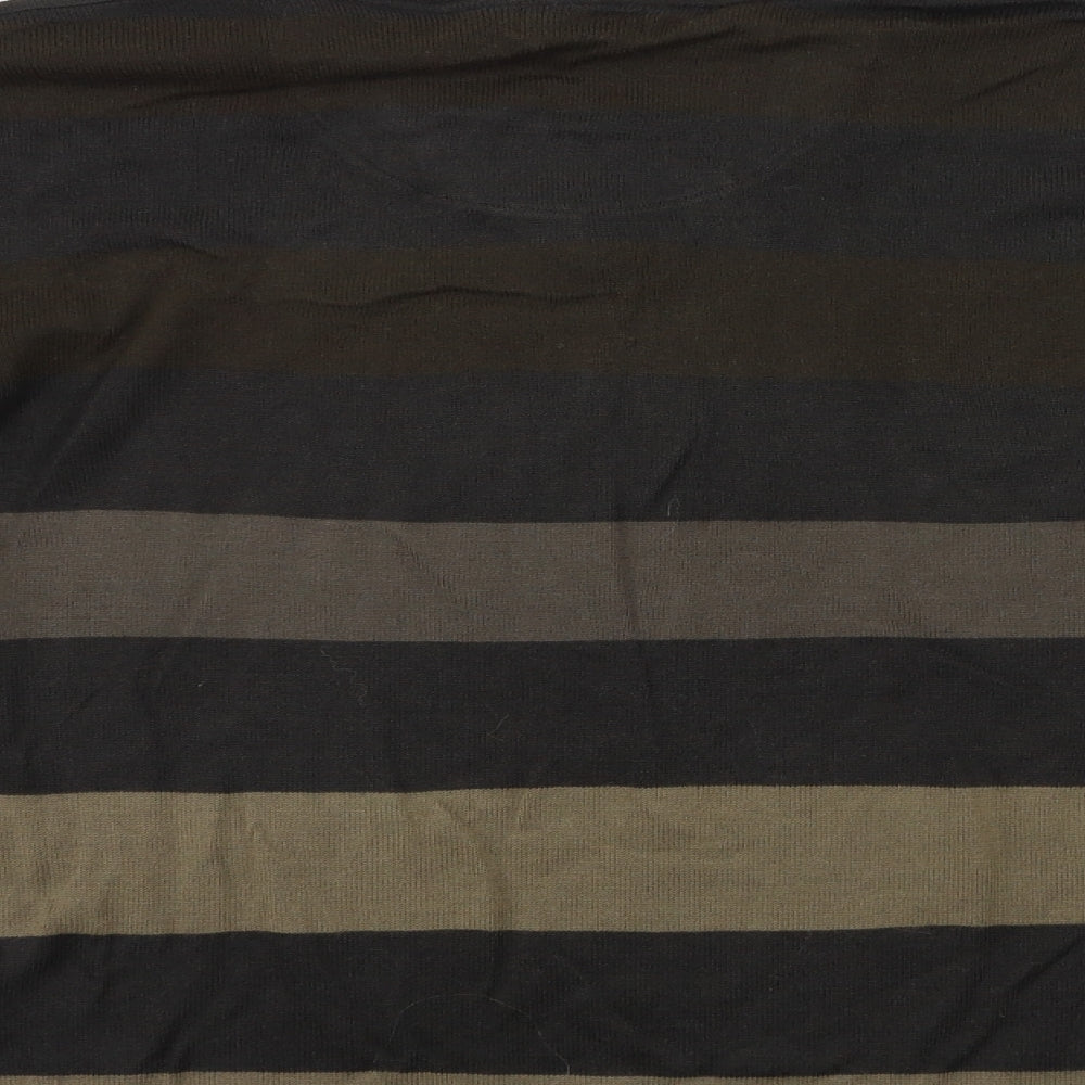 F&F Mens Brown Striped Knit Pullover Jumper Size L