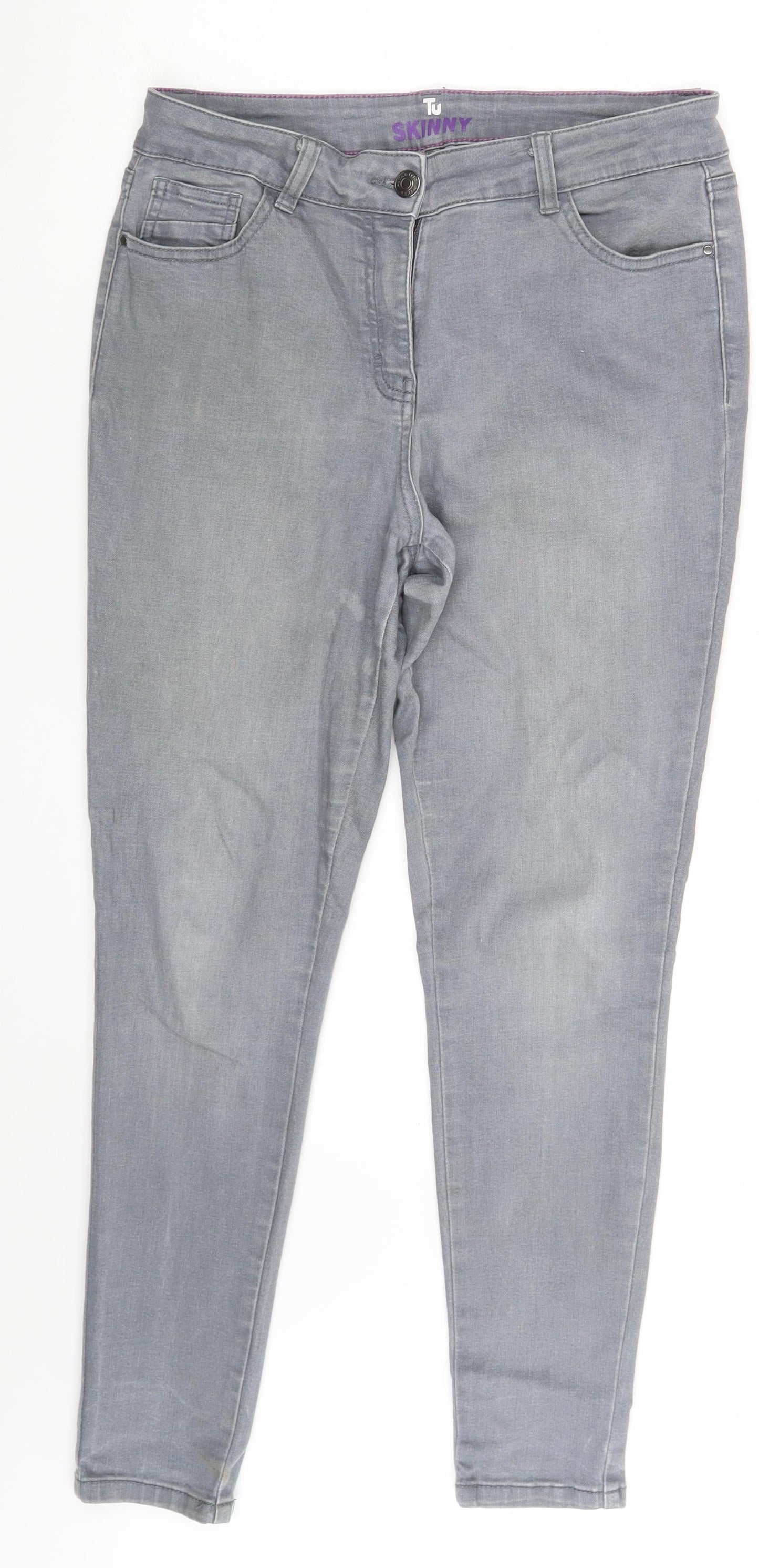 TU Womens Grey  Denim Skinny Jeans Size 12 L26 in