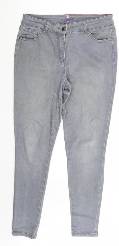 TU Womens Grey  Denim Skinny Jeans Size 12 L26 in