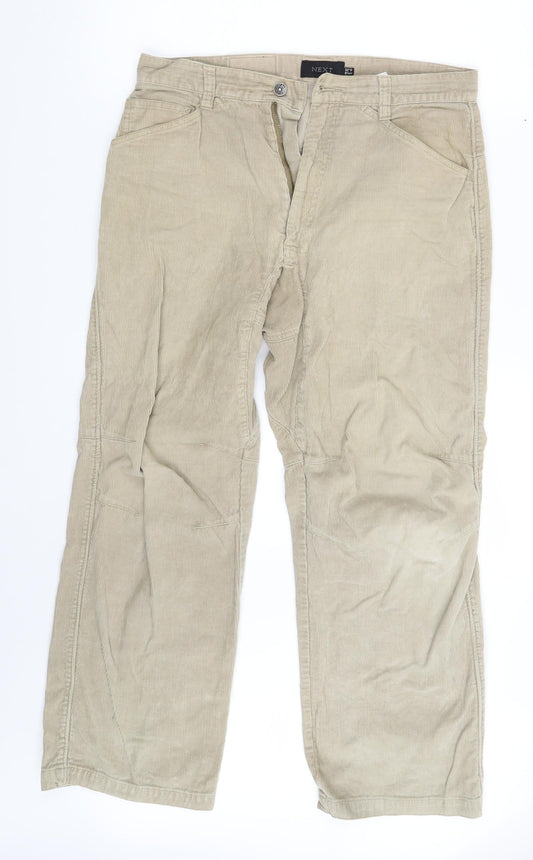 NEXT Mens Beige  Corduroy Straight Jeans Size 32 in L26 in
