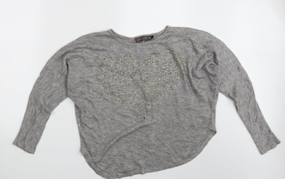 Womens UK Size S QED London Grey Pullover Jumper