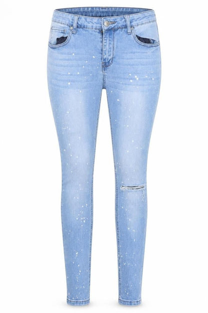 Denim Co. Womens Blue Polka Dot Denim Skinny Jeans Size 12 L28 in