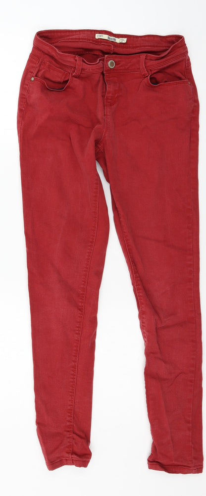 Dorothy Perkins Womens Red  Denim Skinny Jeans Size 10 L28 in