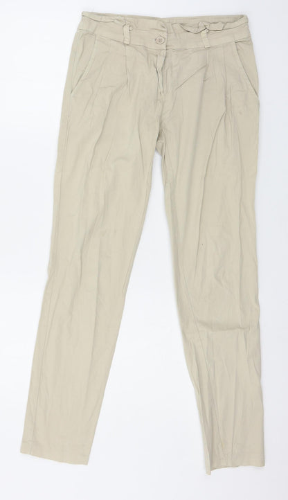 Womens UK Size S Preworn Regular Fit  Beige Trousers