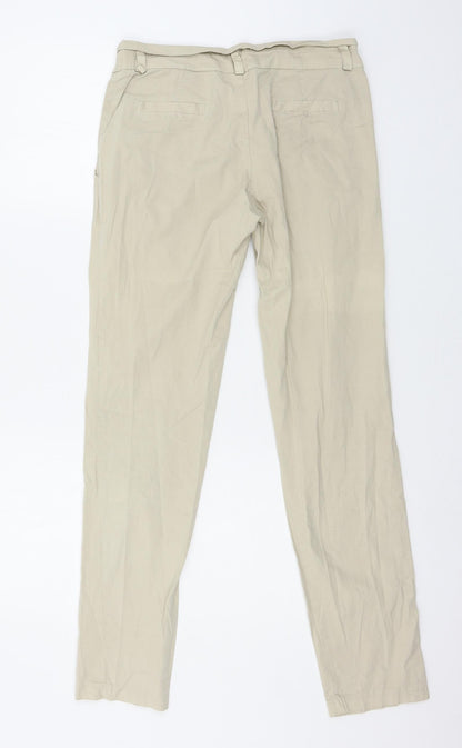 Womens UK Size S Preworn Regular Fit  Beige Trousers