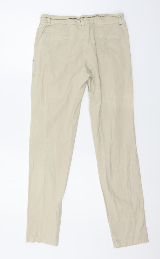 Womens UK Size S Preworn Regular Fit  Beige Trousers