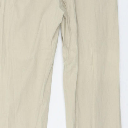 Womens UK Size S Preworn Regular Fit  Beige Trousers